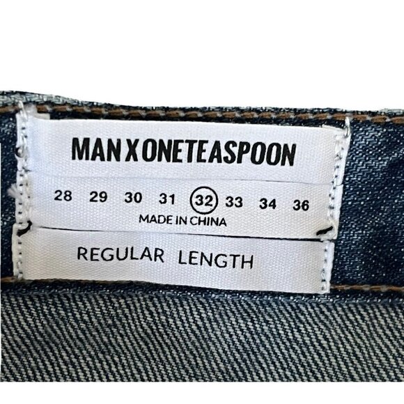 Man X One Teaspoon Mr Whites Distressed Jeans in Blue Suede Men's Sz 32 NWT - Picture 6 of 12
